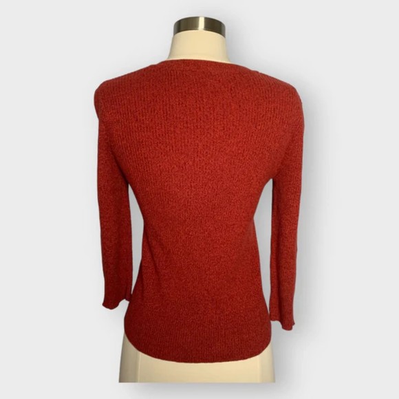Reference Point Size Medium Petite Orange Red Cotton Ribbed Knit Sweater - Picture 5 of 6